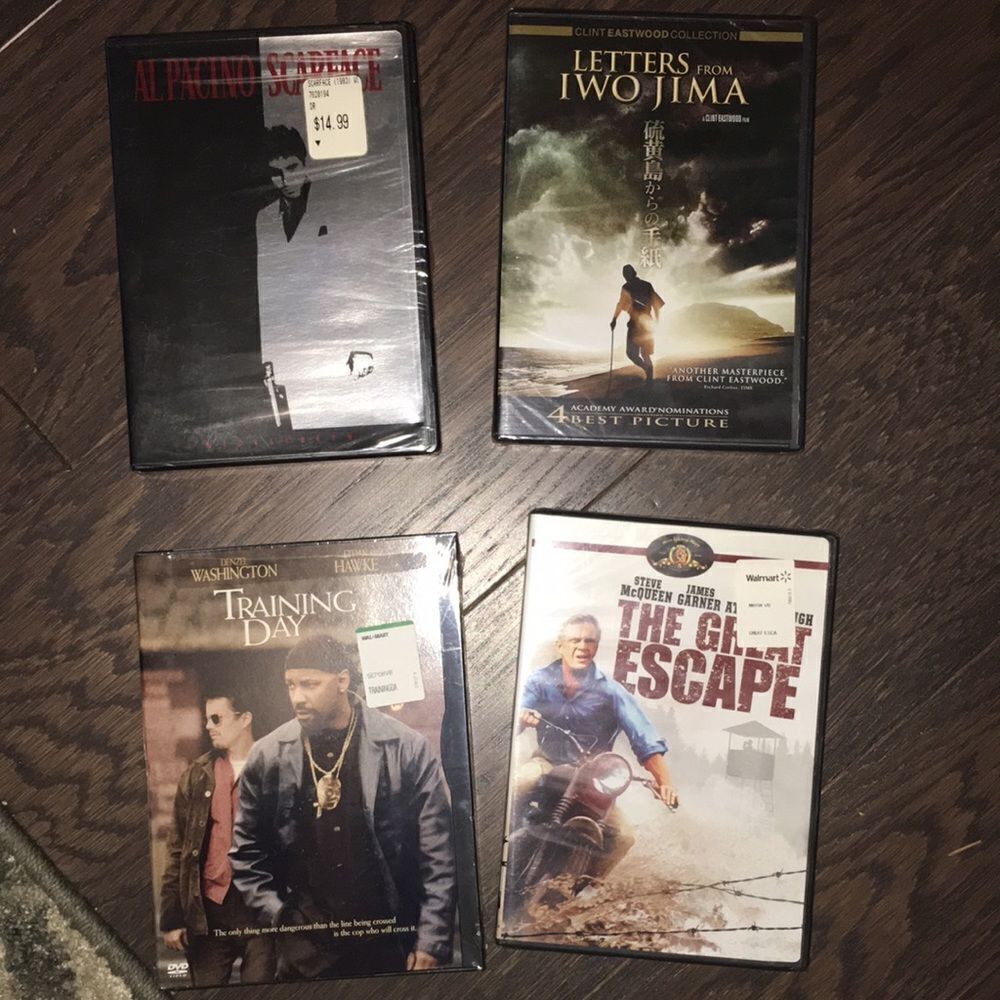4-new sealed DVD Scarface Letters from Iwo Jima Training Day The Great escape